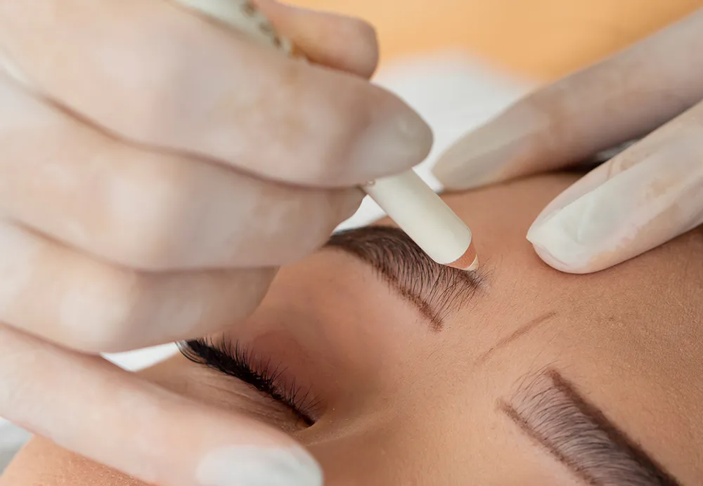 Microblading eyebrows procedure at Dermatrix clinic Thane and Mumbai 1000x692